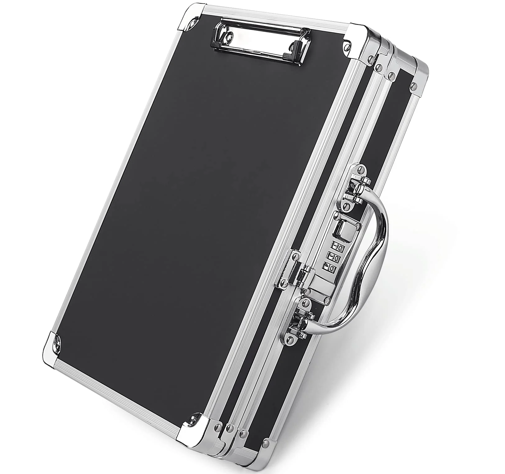 Sooez Combination Lock Clipboard Case, Heavy Duty Clipboard With Storage, Aluminum Locking Briefcase With Handle, Storage Clipbo