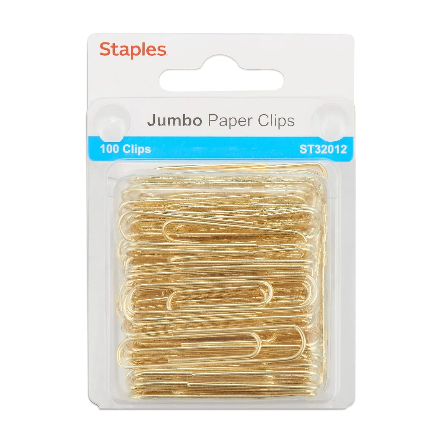 Staples 480112 Jumbo Gold Paper Clips Smooth 100/Pack (32012)