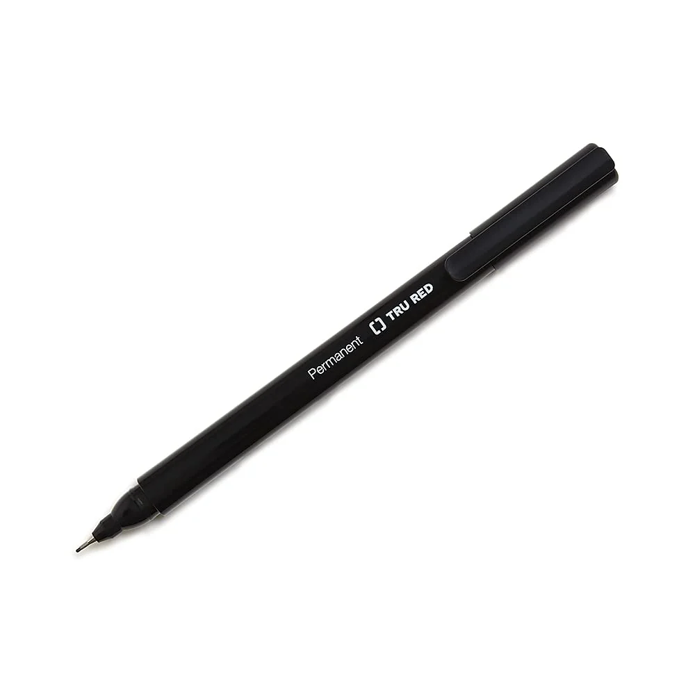 Staples Tru Red Permanent Markers Ultra Fine Tip Black Dozen