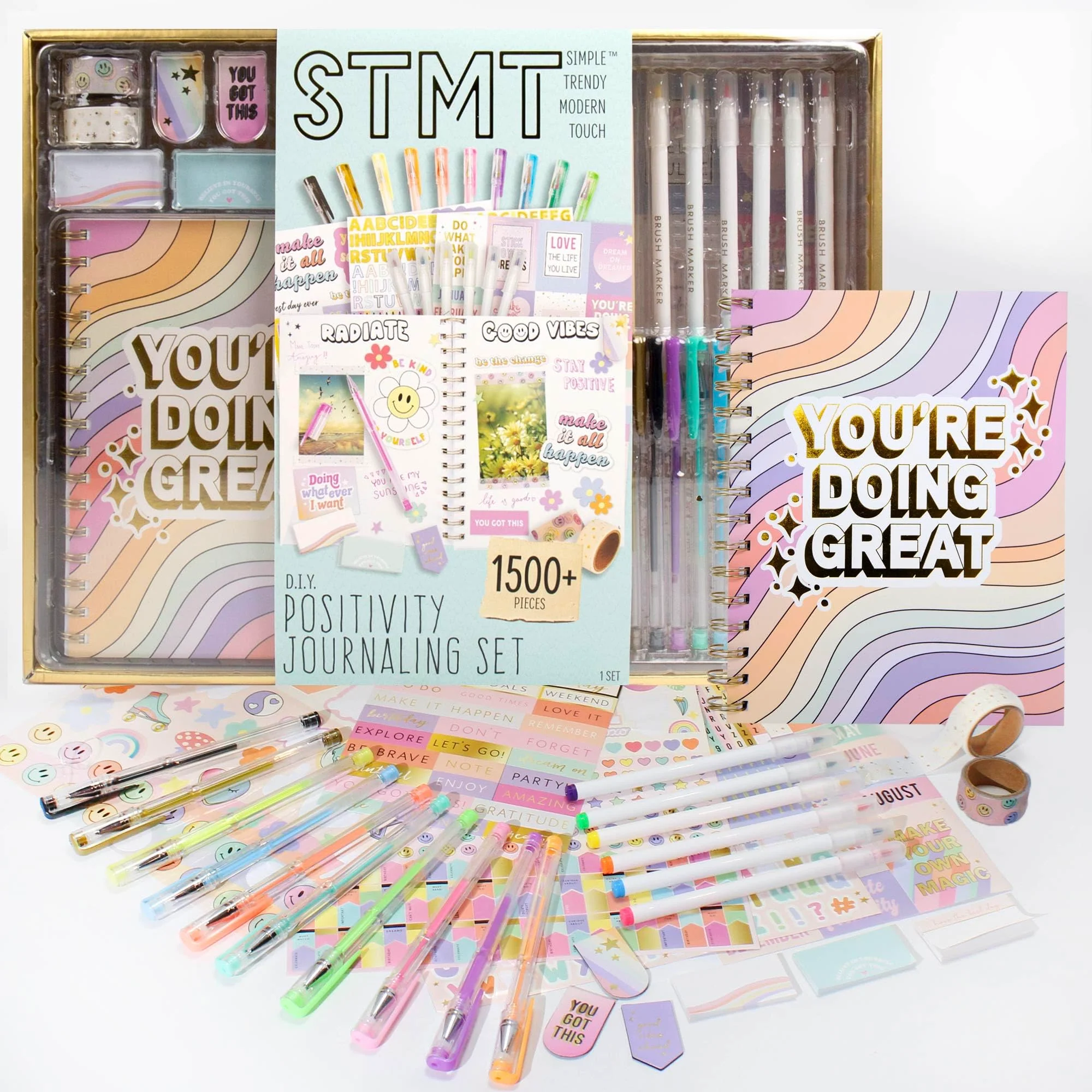 Stmt Positivity Journaling Set, Includes Over 1500 Gratitude Journal Supplies, Self-Care Journal, Guided Journal, Daily Journal