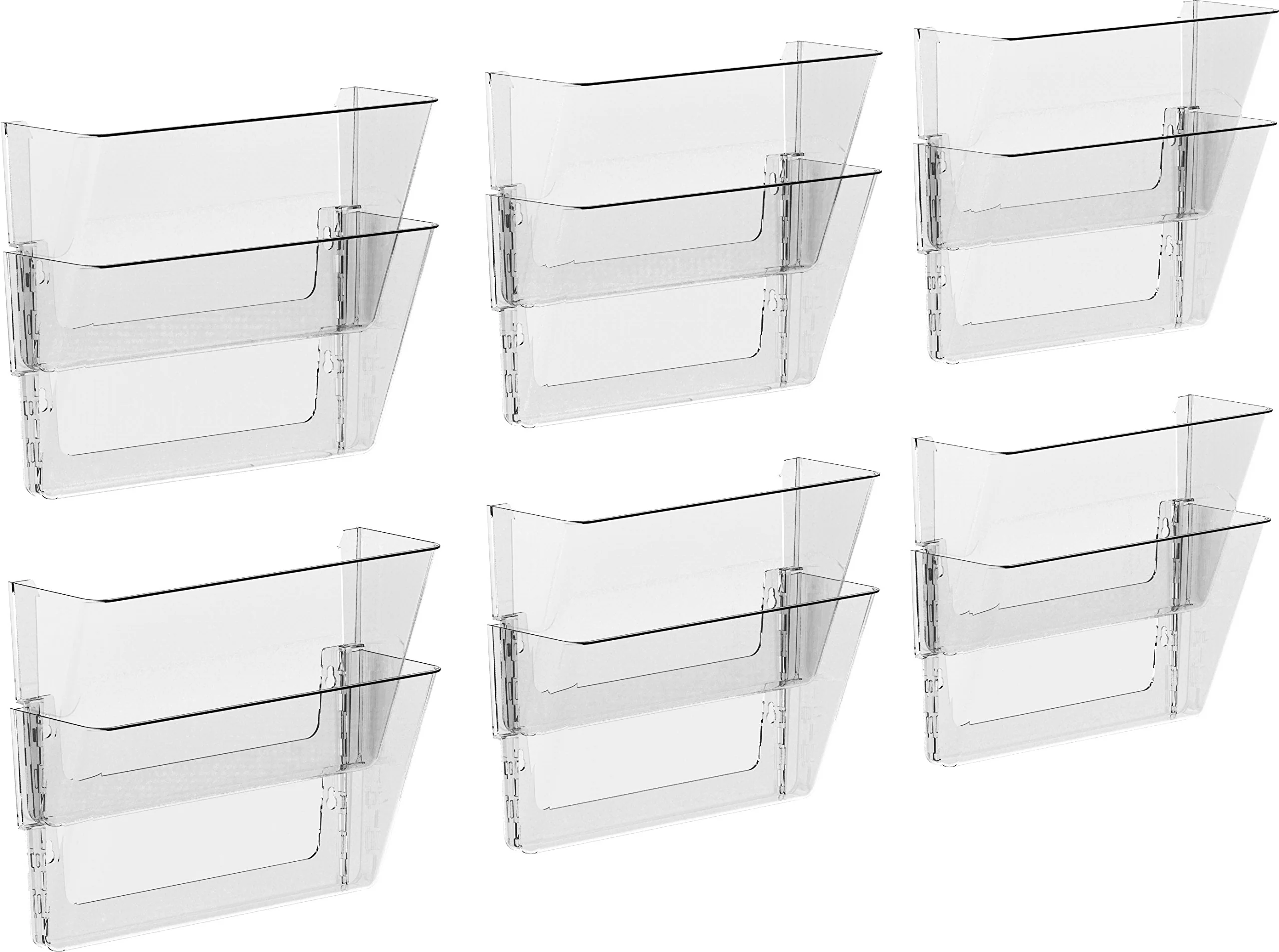 Storex Letter Sized Wall Files, 2-Pack, Clear, Case Of 6 (Stx70223B06C)