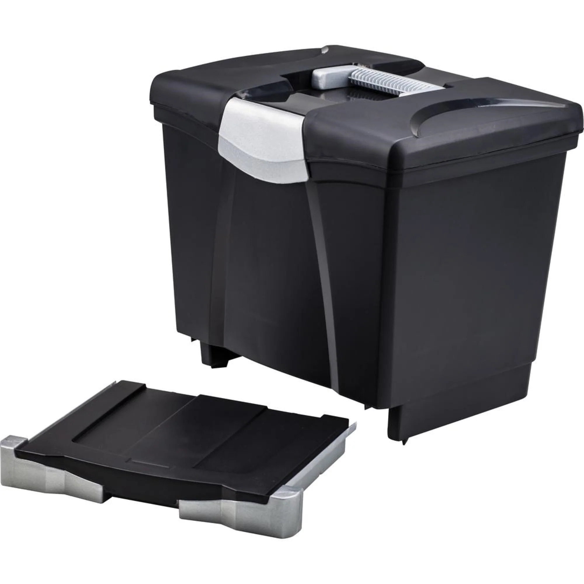 Storex Portable file Box with Drawer - External Dimensions: 11.5 Width x 14.3 Depth x 13 Height - Latch Lock Closure - Pla