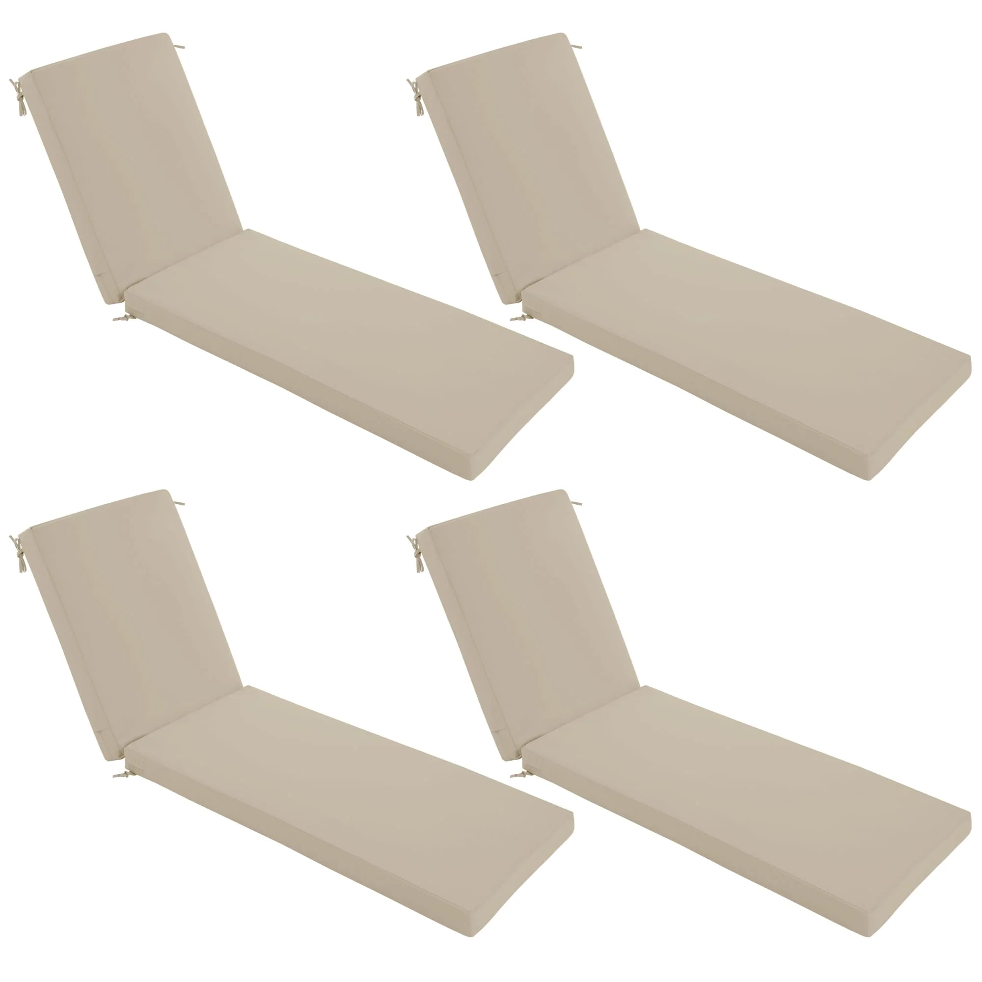 Summsun Chaise Lounge Cushions Outdoor Set Of 4 - Waterproof And Fade Resistant Sun Lounger Replacement Cushion - Patio Lounger