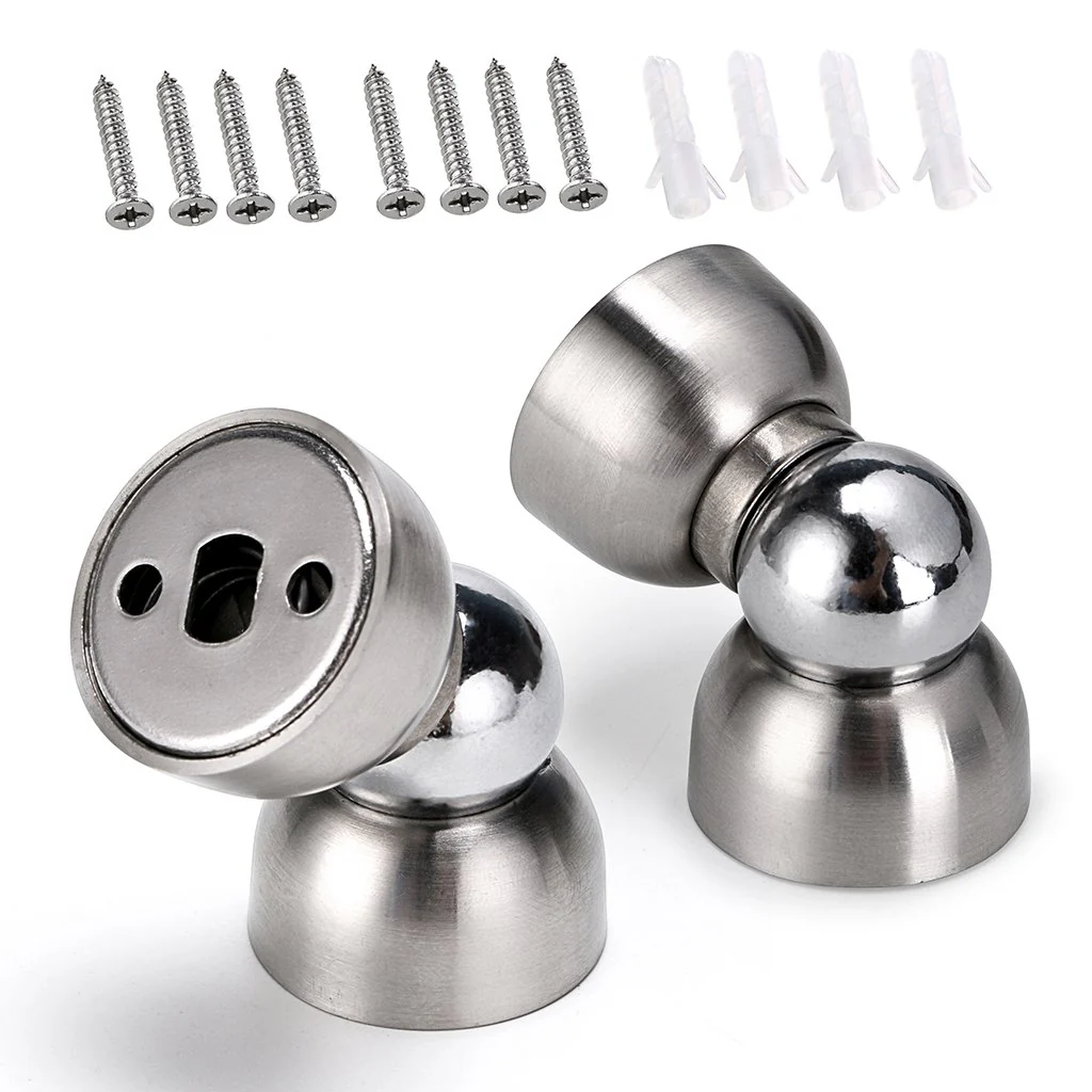 Sumnacon Powerful Magnetic Doorstop - 2 Pcs Stainless Steel Mini Door Stopper, Heavy Duty Magnetism Door Holder For Bedroom Bath