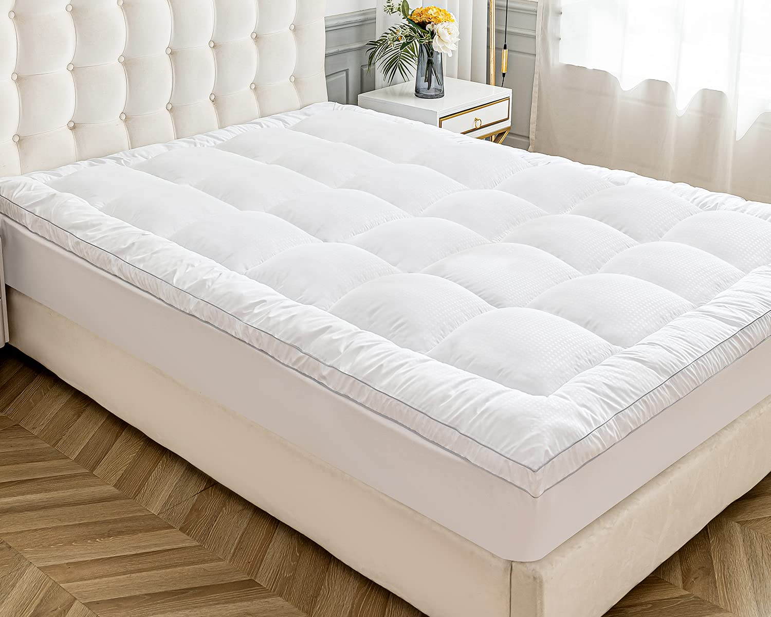 Sunsle Extra Thick Mattress Topper Full Size Mattress Pads Cover, Quilted Fitted Pillow Top With 700Gsm Down Alternative Fill 18