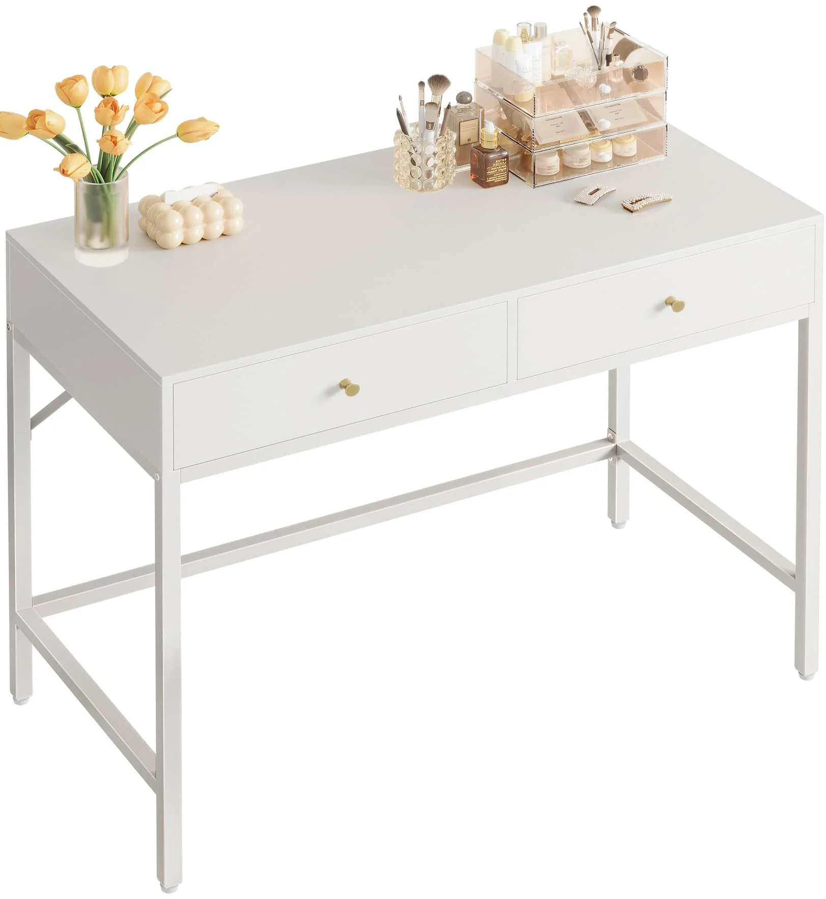 SUPERJARE Vanity Desk with Drawers, 31.5 inch Computer Desk, Modern Simple Home Office Desks, Makeup Dressing Table for Bedroom