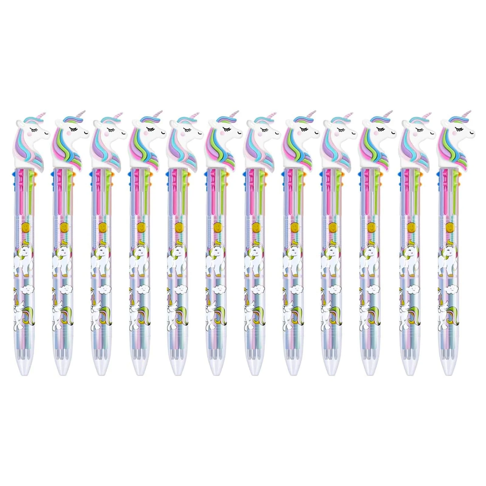 Tbestmax 12 Multicolor Ballpoint Pen Retractable Gel Pen Unicorn Shuttle Pens Liquid Ink Pens Set Pen Supplies Office Gifts 6-Co
