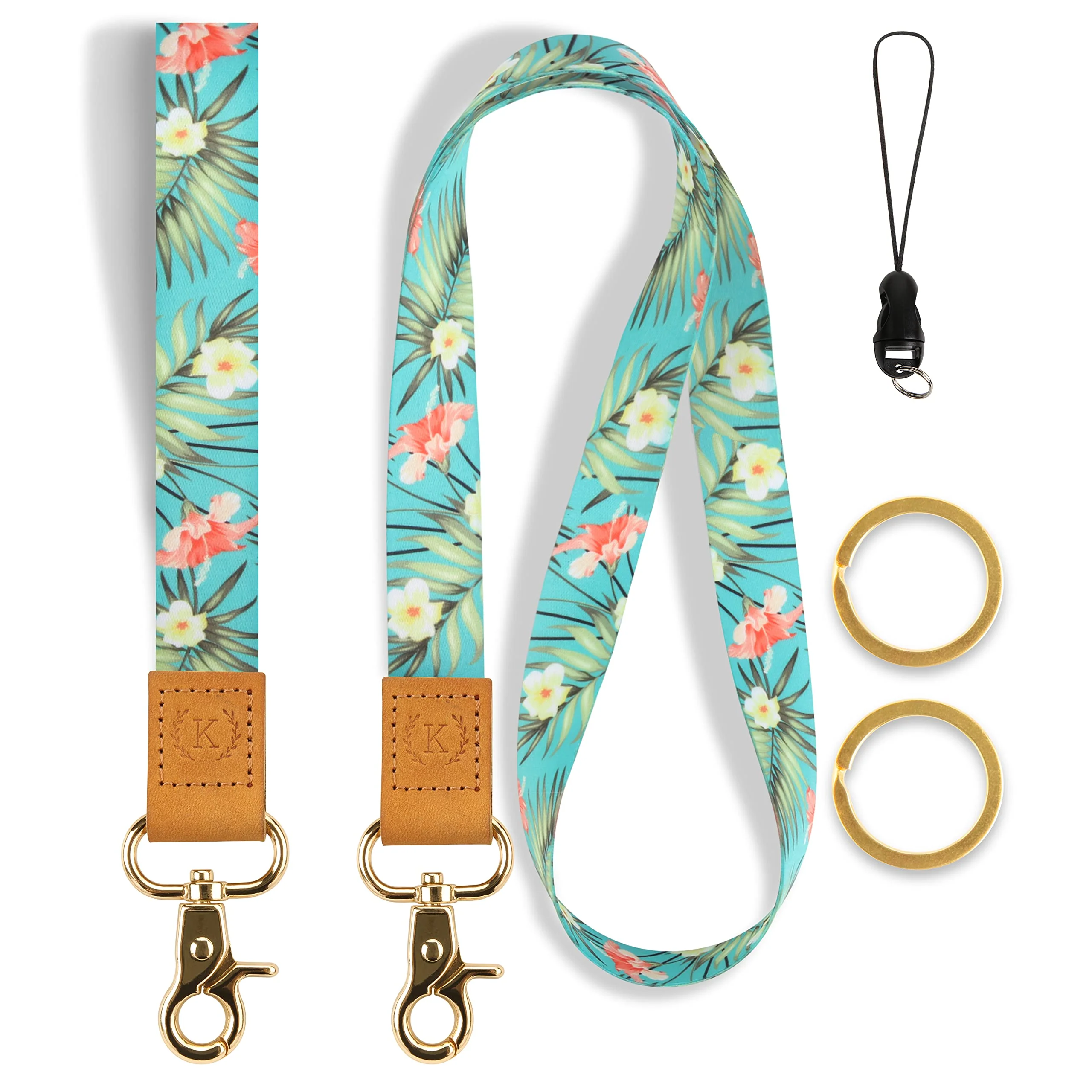 Teacher Lanyard for ID Badges & Keys, Green Keychain Wristlet & Neck Lanyard for Women, Students, Daughter, Coworker, Cute Lanya