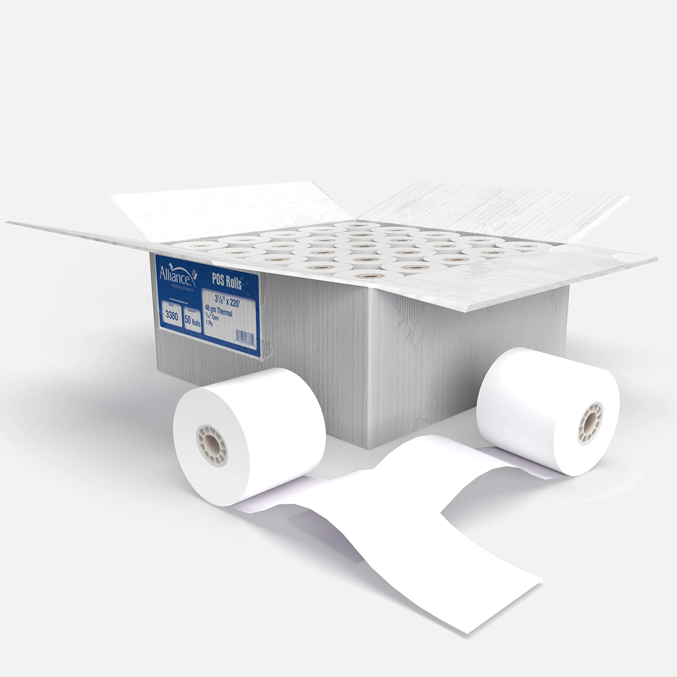 Thermal Paper Receipt Rolls, 48 Gram Weight, Bpa Free, Grade A, Pure 85 White Paper, Unique Thermal Coating (3-1/8' X 220' (3,3