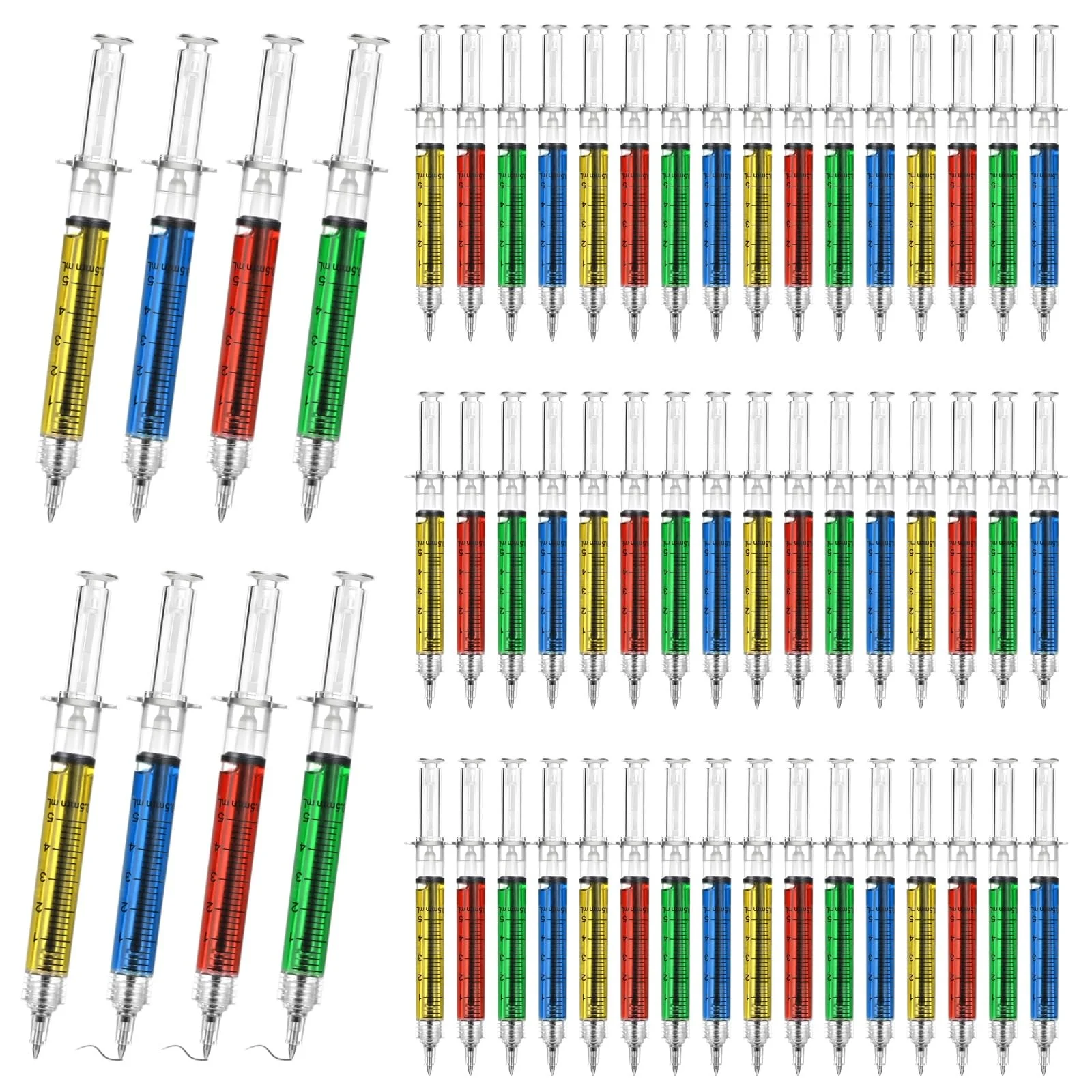 Tideme 100 Pcs Syringe Pens Bulk, Retractable Fun Nurse Pens, Multi-Color Novelty Ballpoint Pens, Pretend Party Favors, Nursing