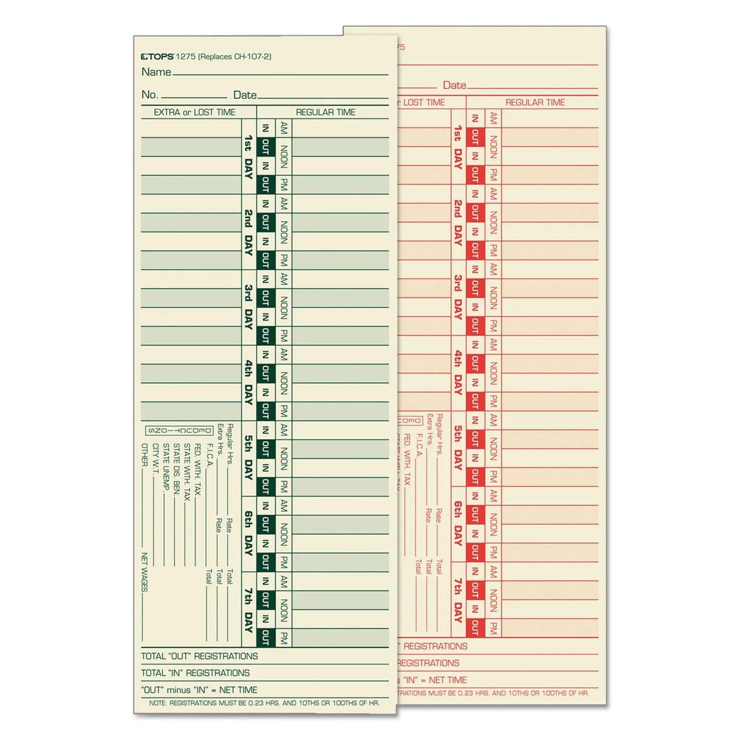 Tops 1275 Time Clock Cards, Bi-Weekly, Two-Sides, 3-1/2-Inch X9-Inch ,500/Bx