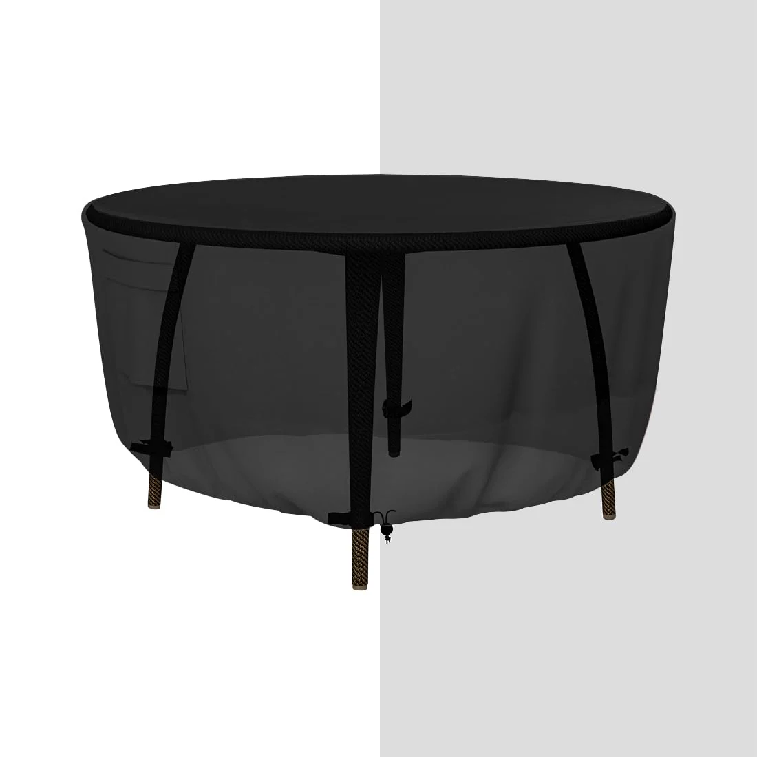Tuyeho Round Patio Furniture Cover, Durable Oxford Fabric, Waterproof, Uv & Rip Resistant Patio Table And Chairs Set Cover, 72'