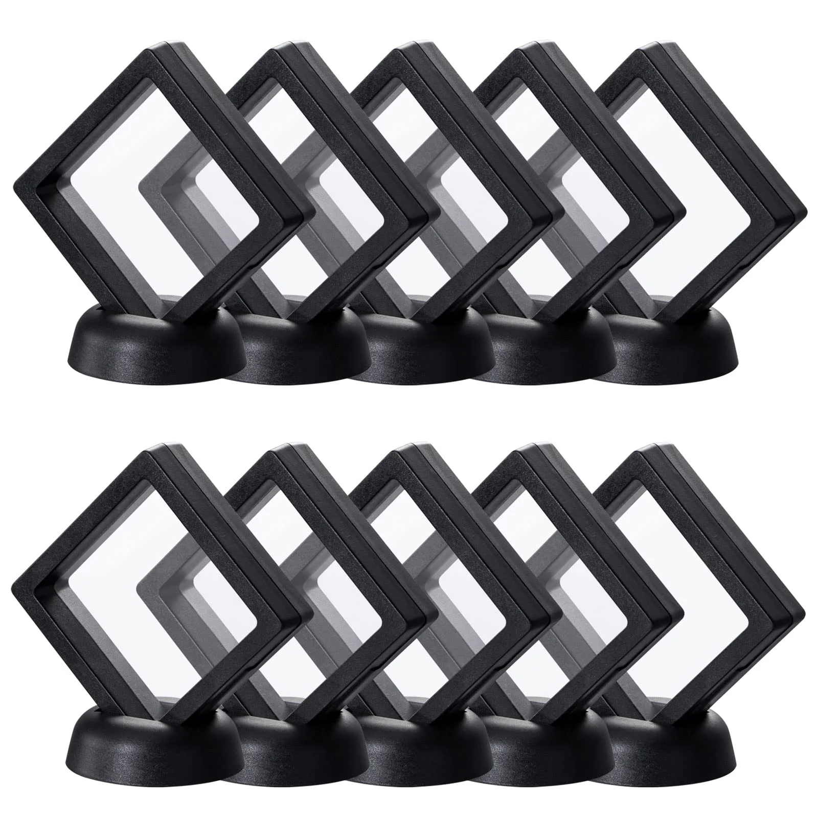 Uceoo Black 3D Floating Frames, 10 Pack 3.5 3.5 0.8 /90X90X20Mm Challenge Coin Holder Coin Floating Display Frame With Base
