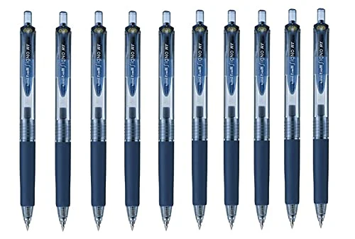 三菱鉛筆 Uni-ball Signo RT Gel Pens - 0.38mm Ultra Micro Point - 10 Count - Blue Black Ink - Rubber Grip