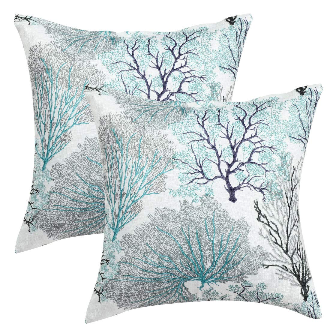 Uxcell Pack Of 2 Throw Pillow Covers Cases Modern Coral Coastal Beach House Home Decor Linen Cushion Cover For Couch Sofa Pale G