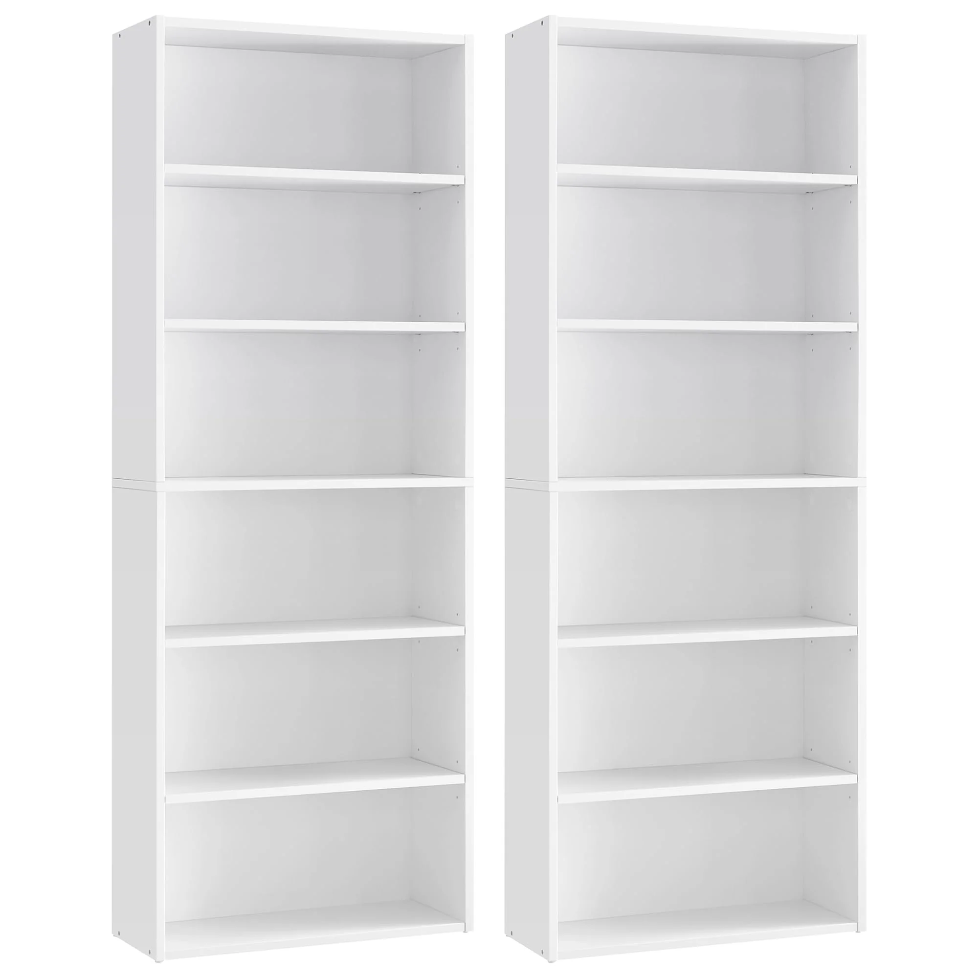 VASAGLE Set of 2 Bookshelves, 23.6 Inches Wide, 6-Tier Open Bookcases with Adjustable Storage Shelves, Floor Standing Units, Clo