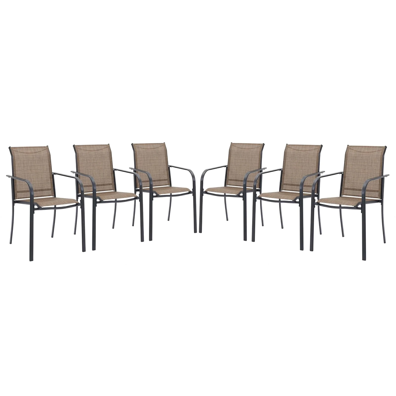 Vicllax Patio Stackable Dining Chairs Set For 6, Outdoor Metal Frame Dining Chairs For Front Porch Backyard Garden And Deck, Bro