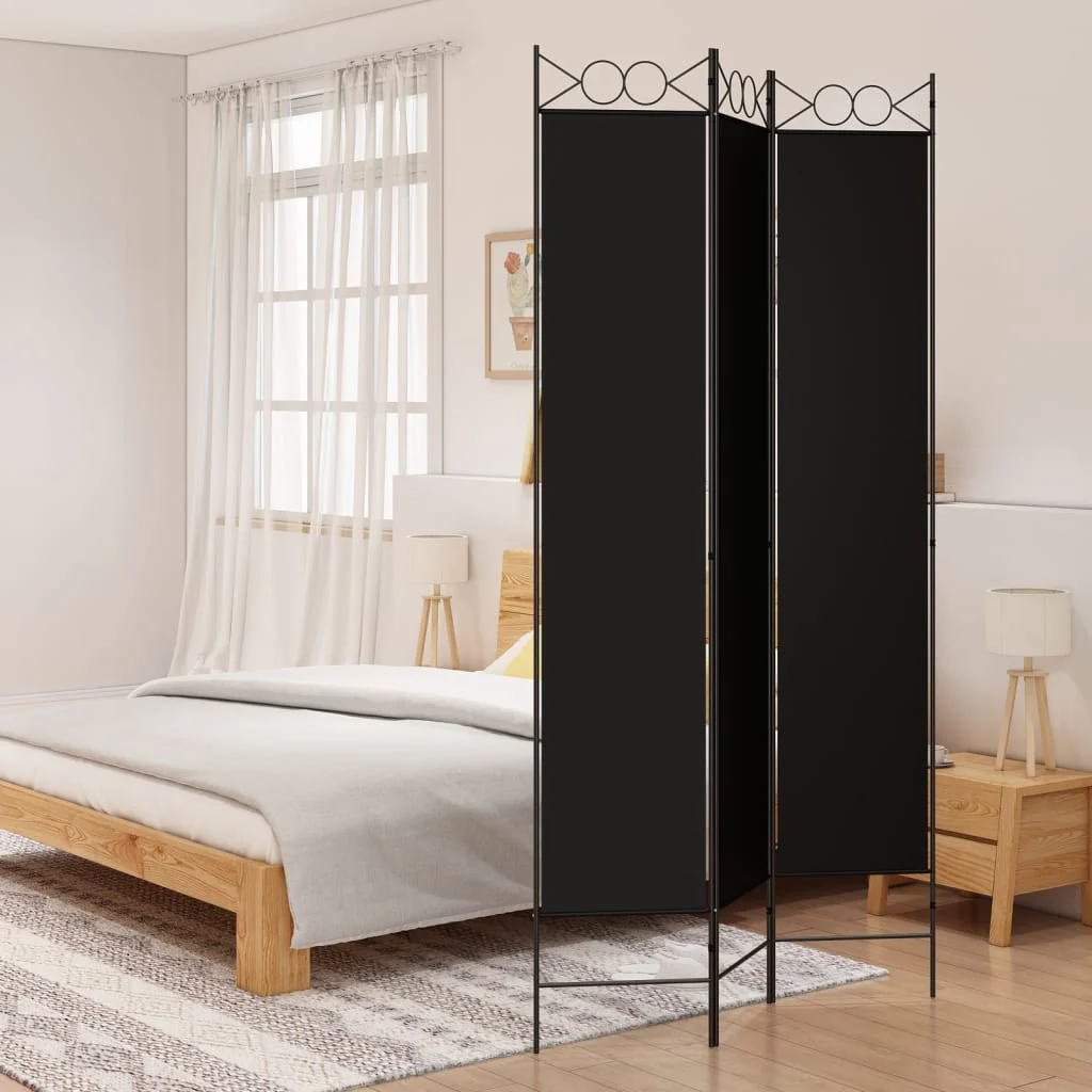 vidaXL 3-Panel Room Divider Black 47.2x86.6 Fabric