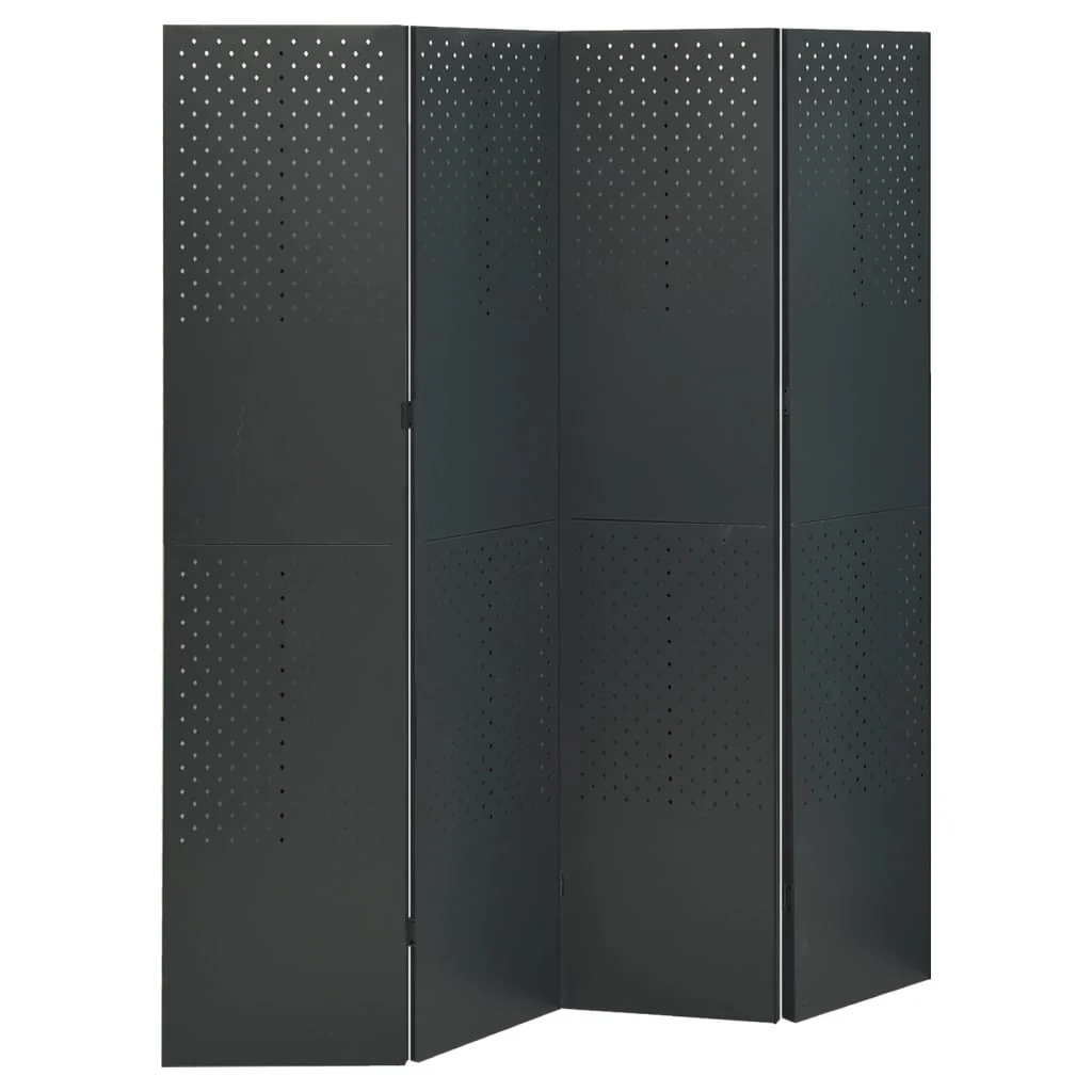vidaXL 4-Panel Room Divider Anthracite 63x70.9 Steel