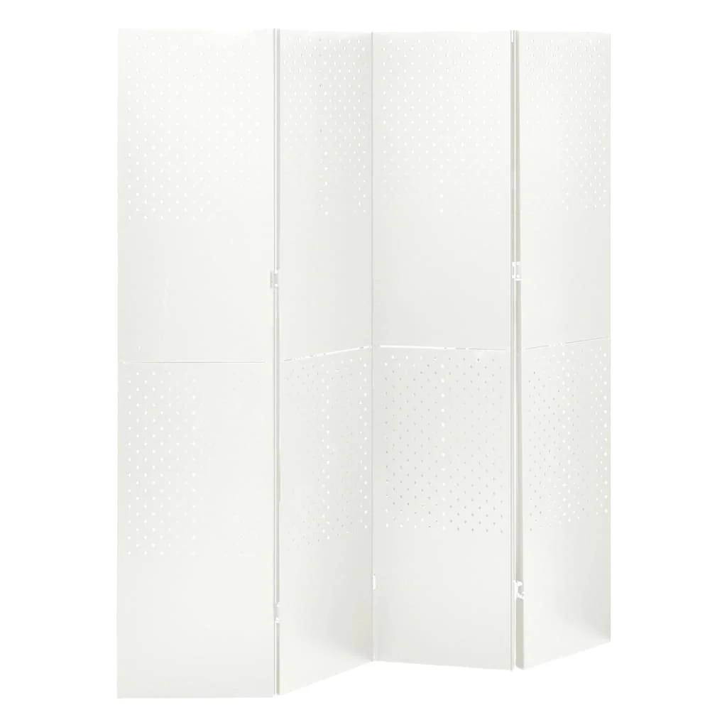 vidaXL 4-Panel Room Divider White 63x70.9 Steel