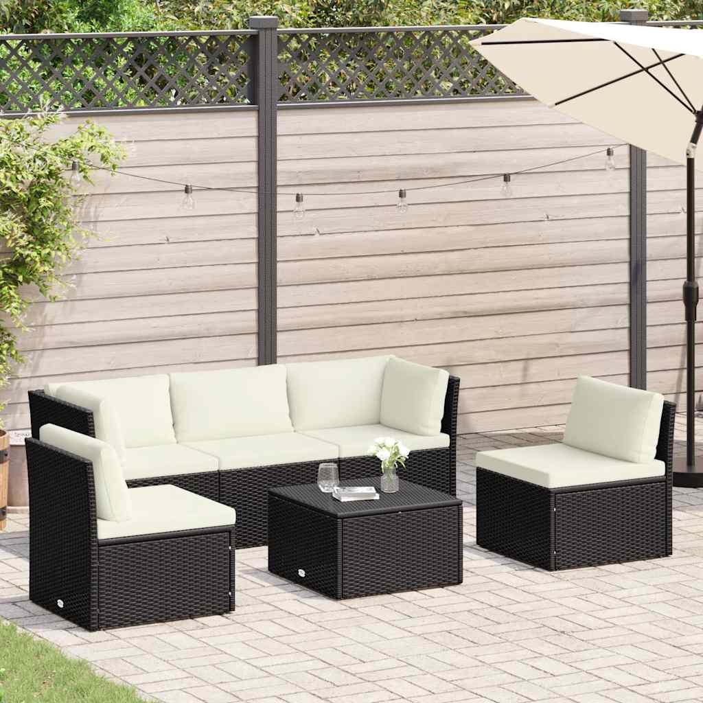 vidaXL 4 Piece Garden Lounge Set with Cushions Poly Rattan Brown