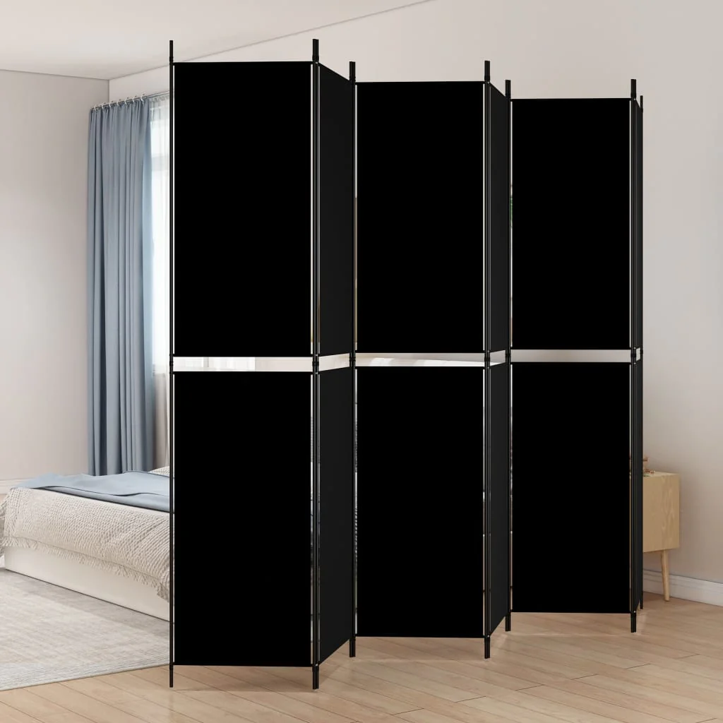 vidaXL 6-Panel Room Divider Black 118.1x86.6 Fabric