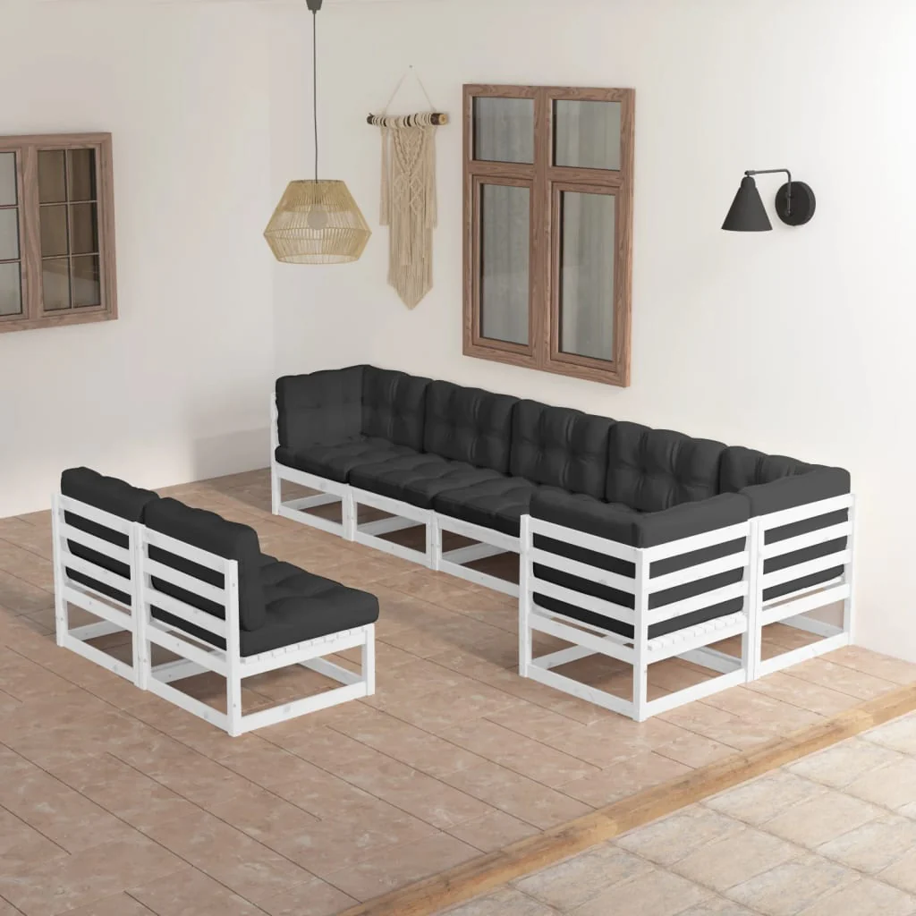 vidaXL 8 Piece Garden Lounge Set with Cushions Solid Pinewood
