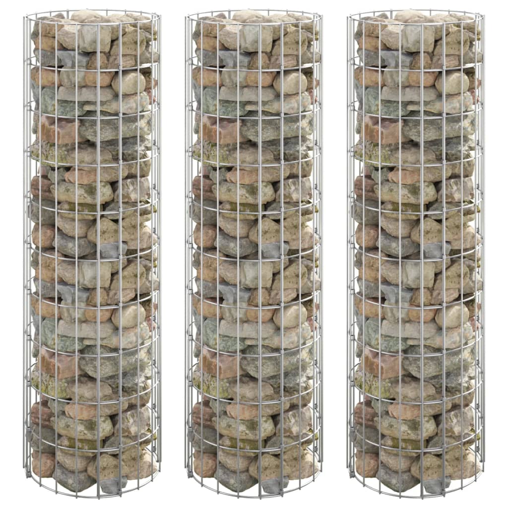 vidaXL Circular Gabion Raised Beds 3 pcs Galvanized Steel 11.8x39.4