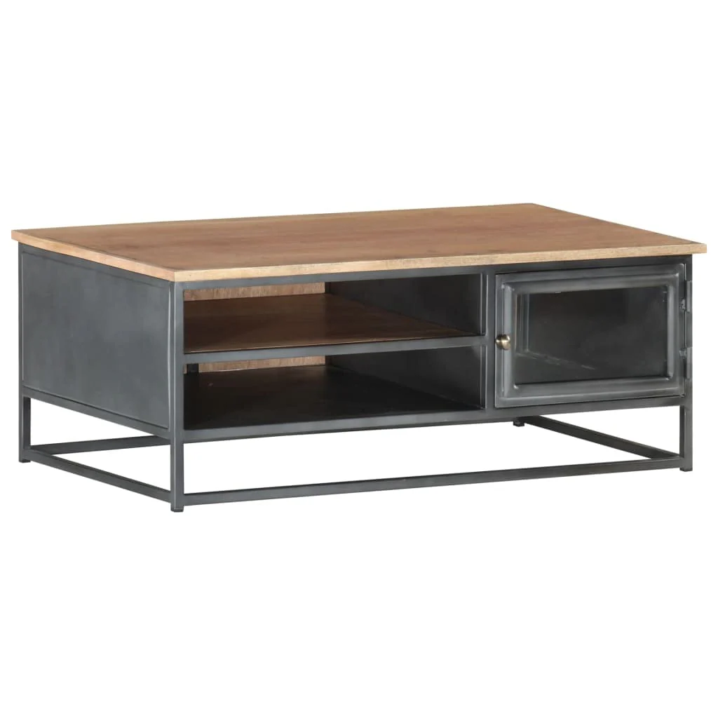 vidaXL Coffee Table Gray 35.4x19.7x13.8 Solid Acacia Wood