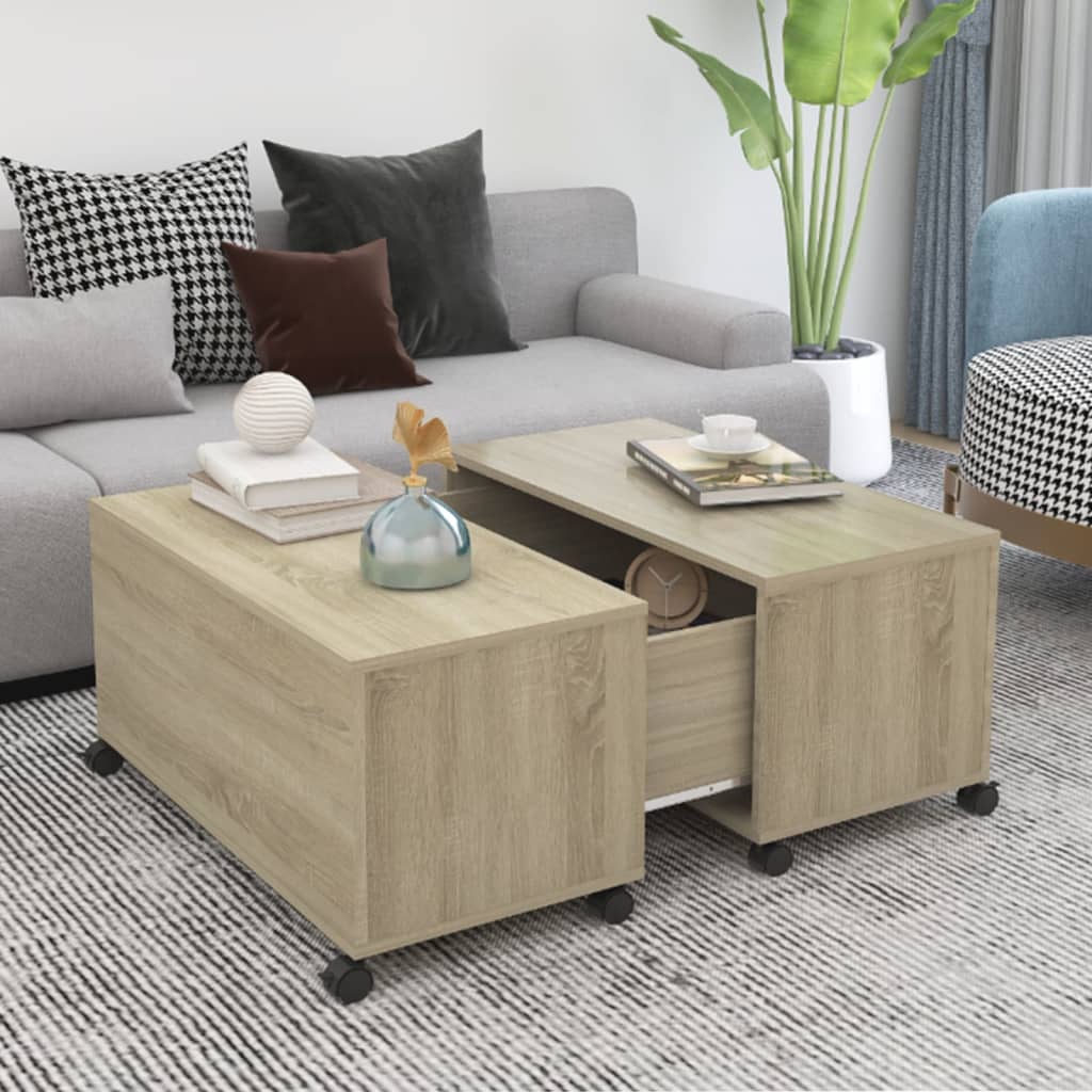 vidaXL Coffee Table Sonoma Oak 29.5x29.5x15 Engineered Wood