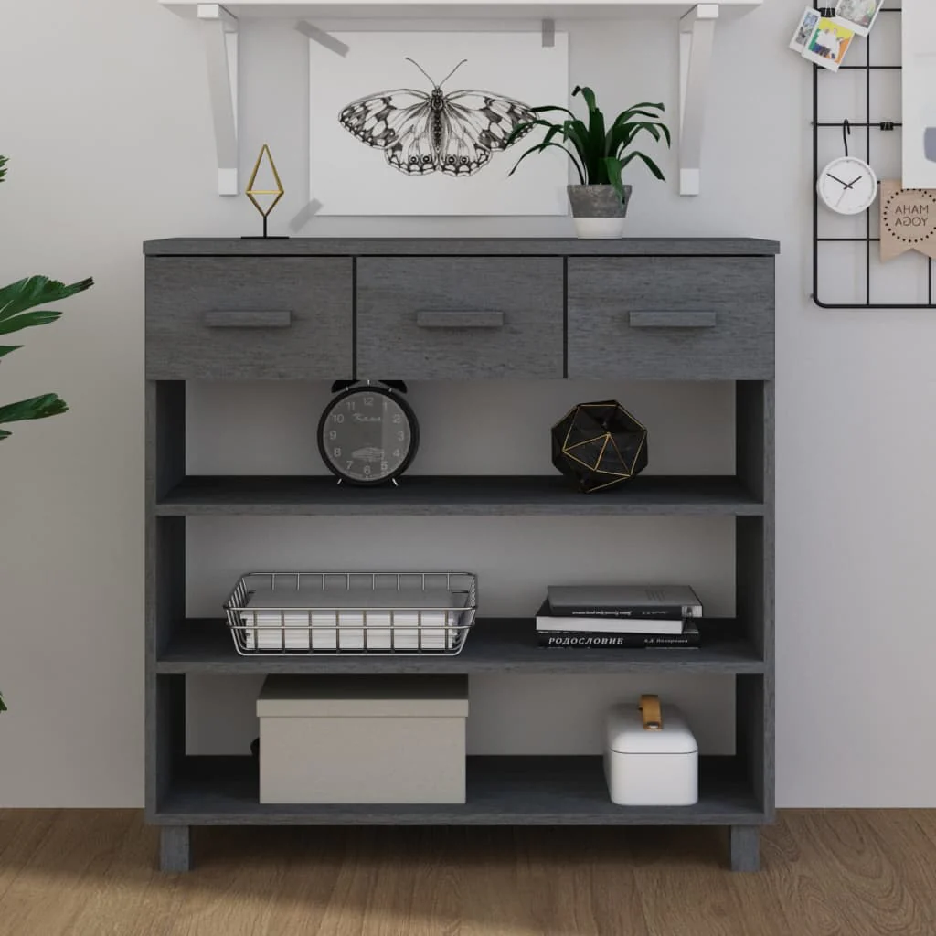 vidaXL Console Table Dark Gray 35.4x13.8x35.4 Solid Wood Pine