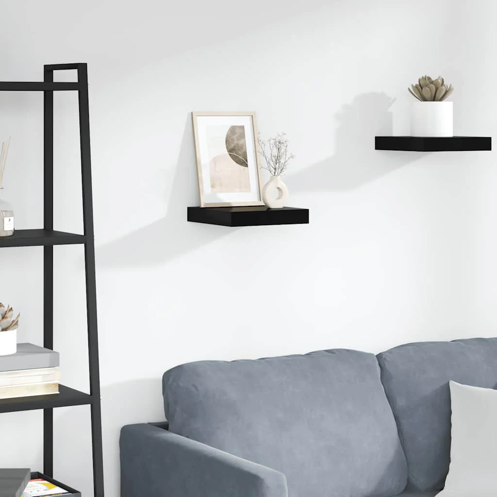 vidaXL Floating Wall Shelf High Gloss Black 9.1x9.3x1.5 MDF