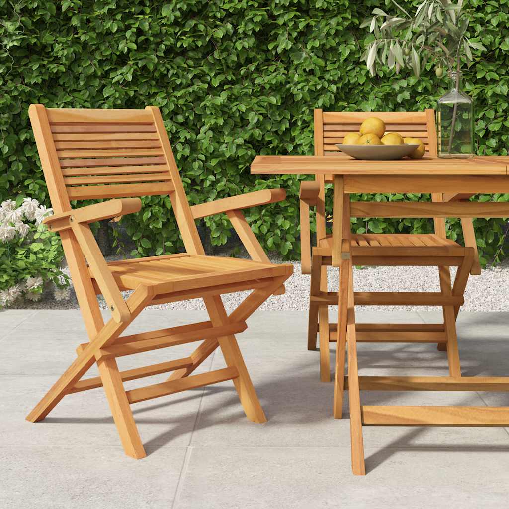 vidaXL Folding Patio Chairs 2 pcs 21.7x24.4x35.4 Solid Wood Teak