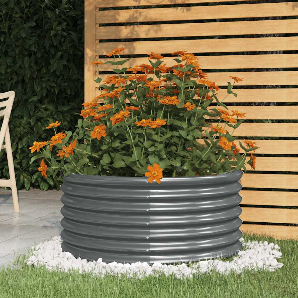 vidaXL Garden Planter Powder-coated Steel 31.5x31.5x14.2 Anthracite