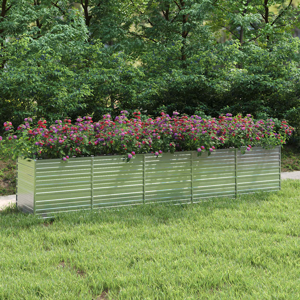 vidaXL Garden Raised Bed 157.5x31.5x30.3 Galvanized Steel Silver
