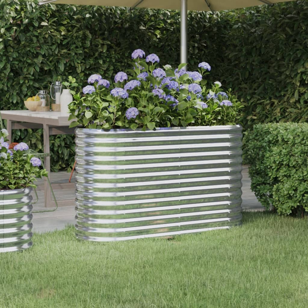 vidaXL Garden Raised Bed Powder-coated Steel 44.9x15.7x26.8 Silver