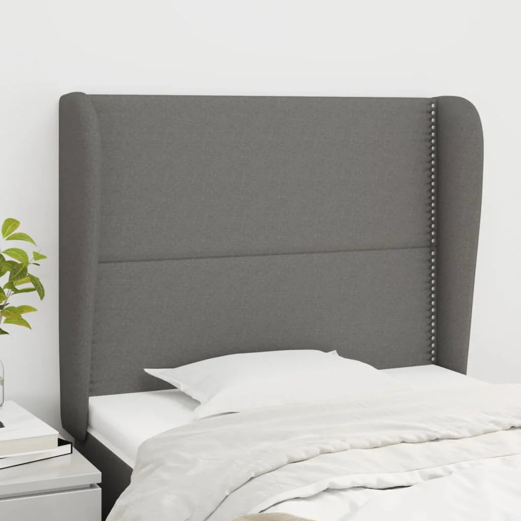 vidaXL Headboard with Ears Dark Gray 40.6x9.1x46.550.4 Fabric