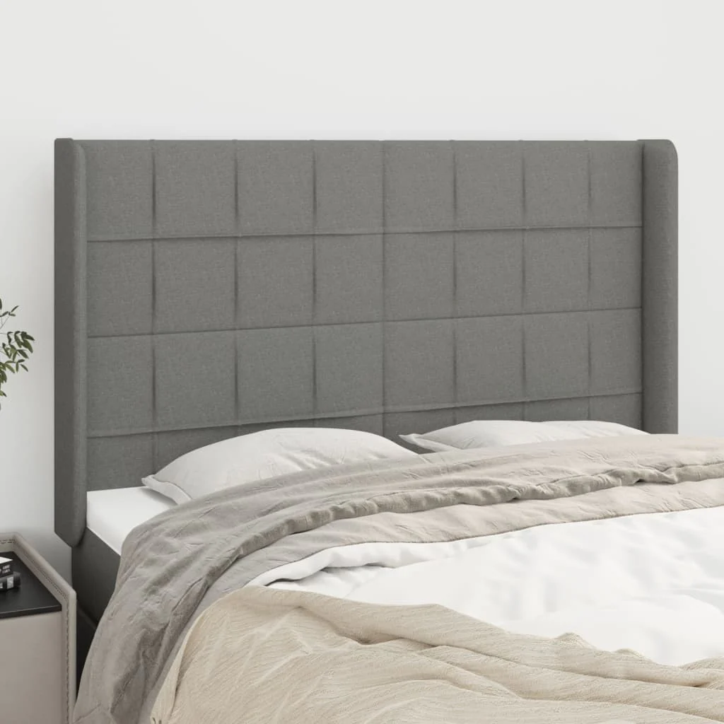 vidaXL Headboard with Ears Dark Gray 57.9x6.3x46.550.4 Fabric