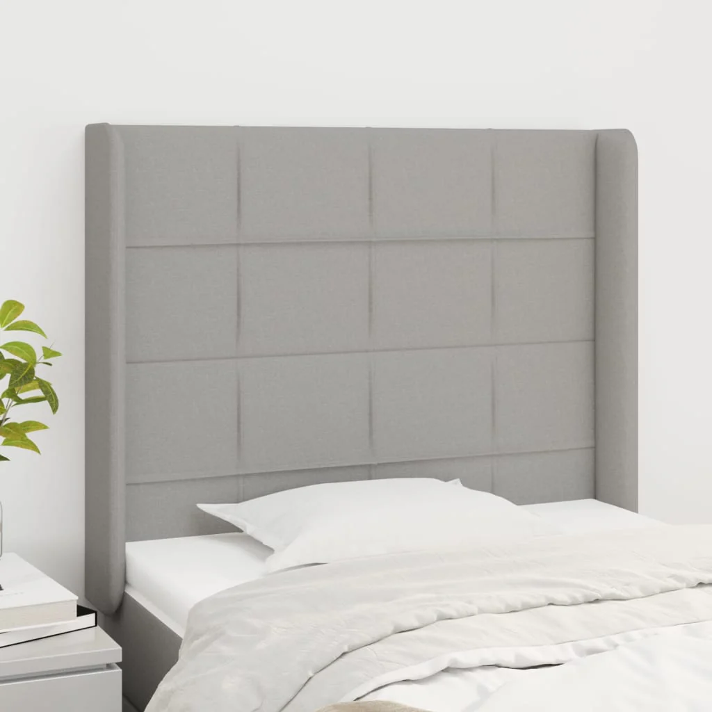 vidaXL Headboard with Ears Light Gray 40.6x6.3x46.550.4 Fabric