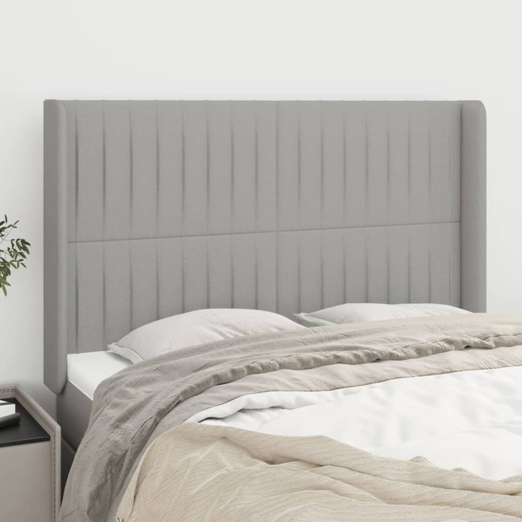 vidaXL Headboard with Ears Light Gray 57.9x6.3x46.5/50.4 Fabric