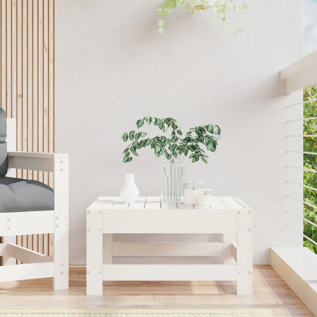 vidaXL Patio Footstool White Solid Wood Pine