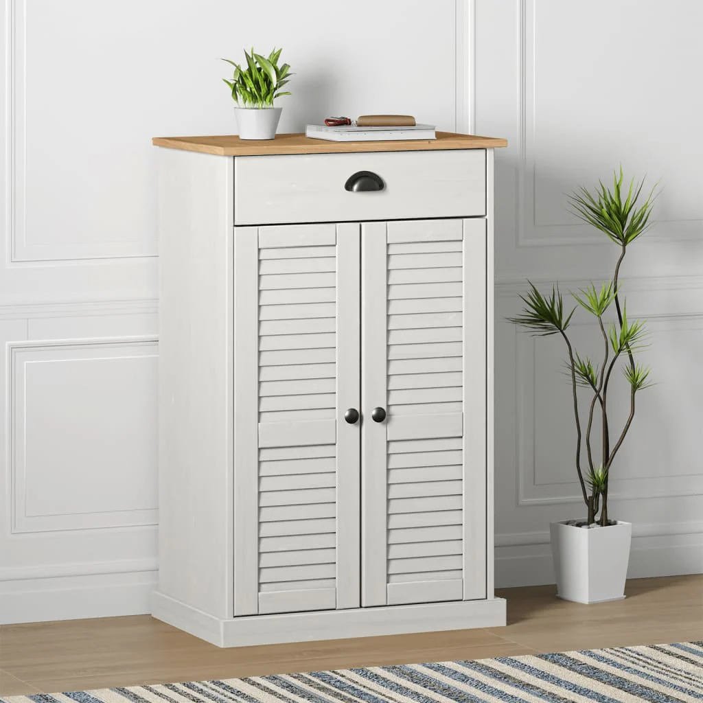 vidaXL Shoe Cabinet VIGO White 23.6x13.8x37.8 Solid Wood Pine