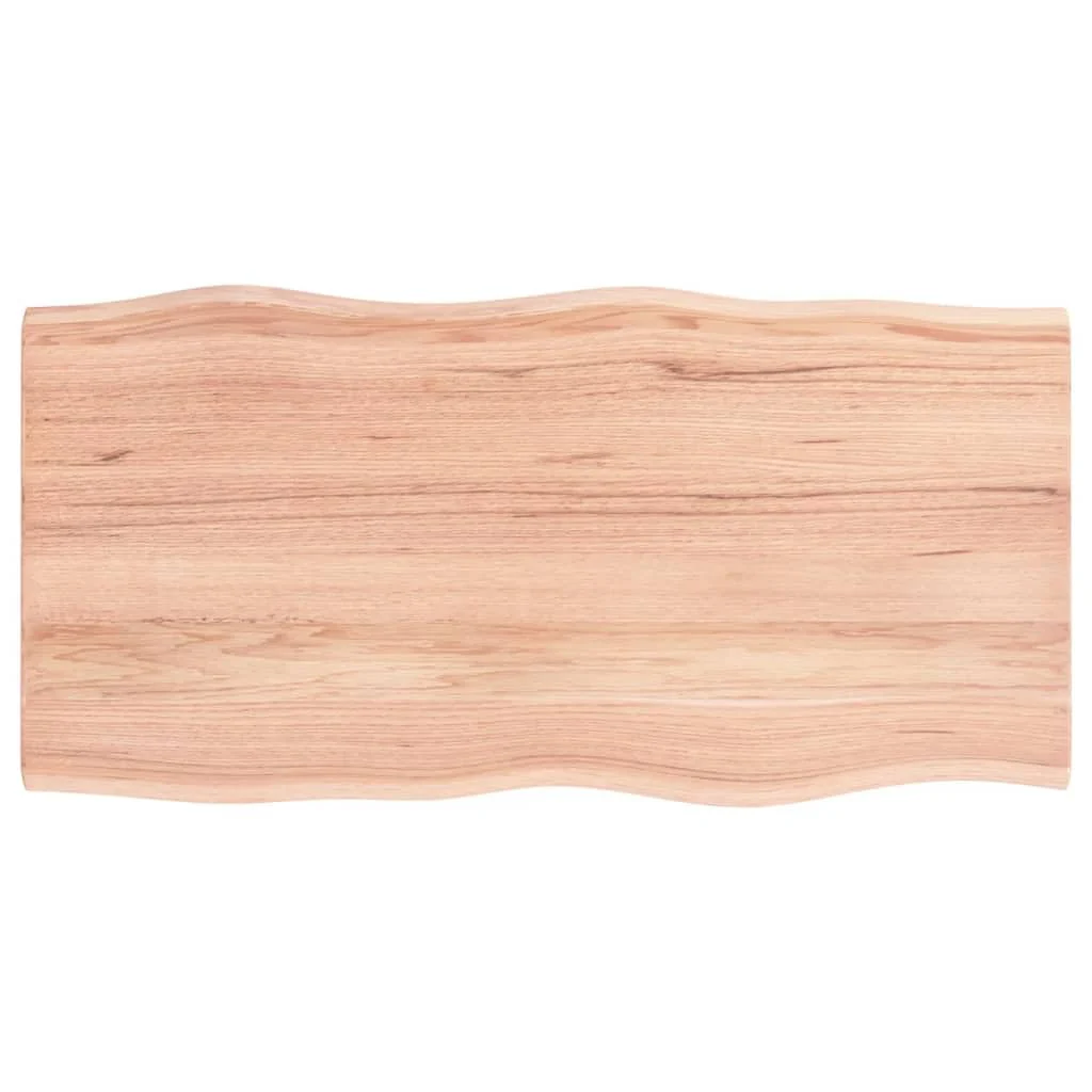 vidaXL Solid Oak Wood Table Top - Light Brown, Varnished, Handcrafted with Live Edge, Versatile for Residential or Commercial Us