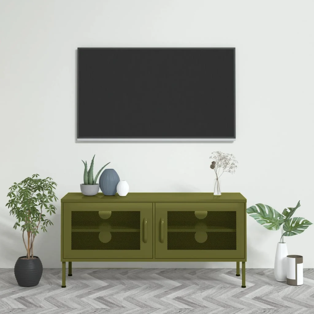 vidaXL TV Cabinet Olive Green 41.3x13.8x19.7 Steel