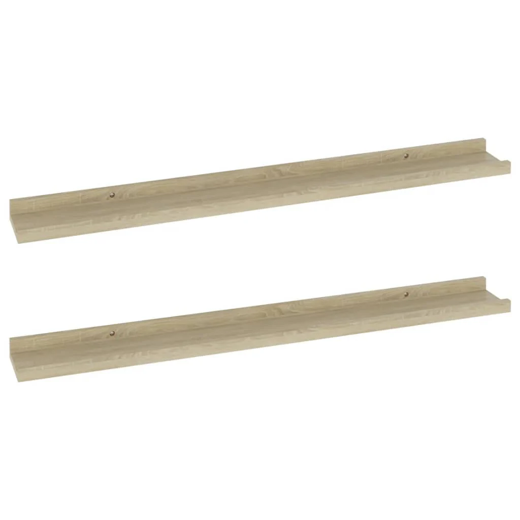 vidaXL Wall-Mounted Shelves, 2 pcs in Sonoma Oak, 31.5x3.5x1.2, Modern MDF Construction, Room Decor and Storage Solution