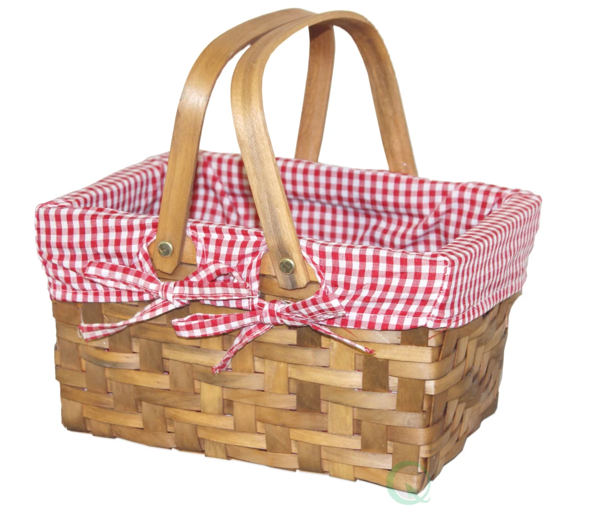 Vintiquewise Qi003085X36 5.5 X 10.2 X 7.7 In. Vintiquewise Rectangular Basket Lined With Gingham Lining Brown - Small