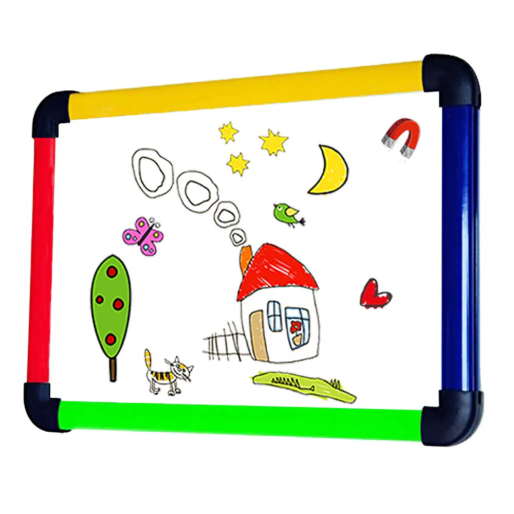 Viz-Pro Children Board/Writing Whiteboard/Dry Erase Board, Colourful Plastic Frame - 16 X 12 Inches