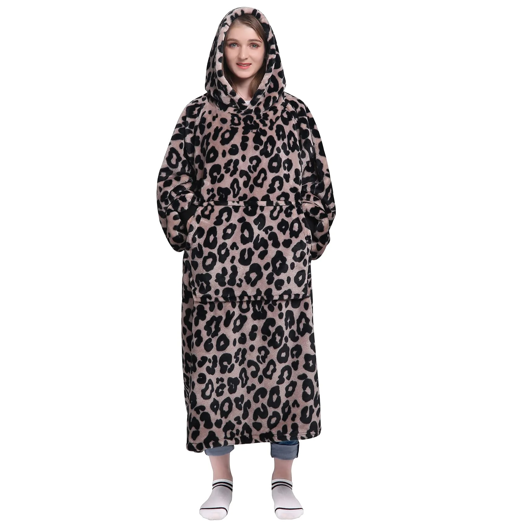 Waitu Wearable Blanket Sweatshirt Gifts For Women And Men, Warm And Cozy Blanket Hoodie, Thick Flannel Hoodie Blanket, Blanket R