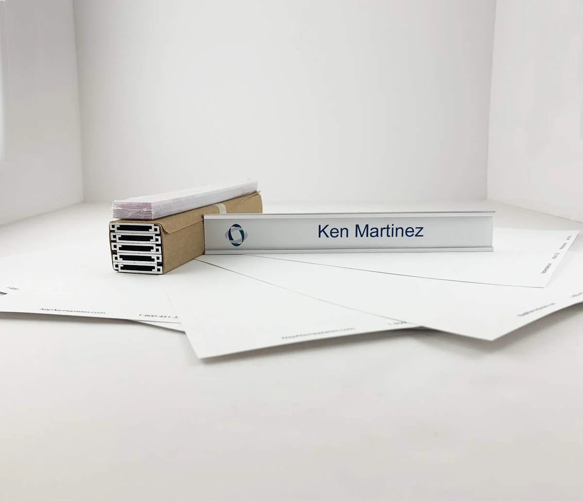 Wall Or Door Nameplate Holder With Clear Plastic Inserts And Perforated Nameplate Inserts - Pack Of 10 (Silver, 8' X 1')