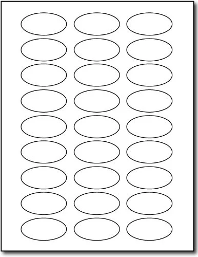 White Oval Labels - 2' X 1' - 27 Labels Per Sheet - For Inkjet & Laser Printers - 25 Sheets / 675 Labels